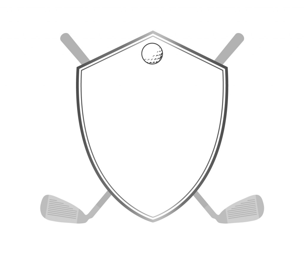 Golf clubs and shield